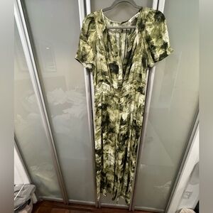 NWT Anthropologie Somerset Jumpsuit with green floral- like detail